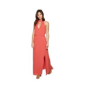 The Jetset Diaries Golden Island Halter Maxi Dress Apricot Size S